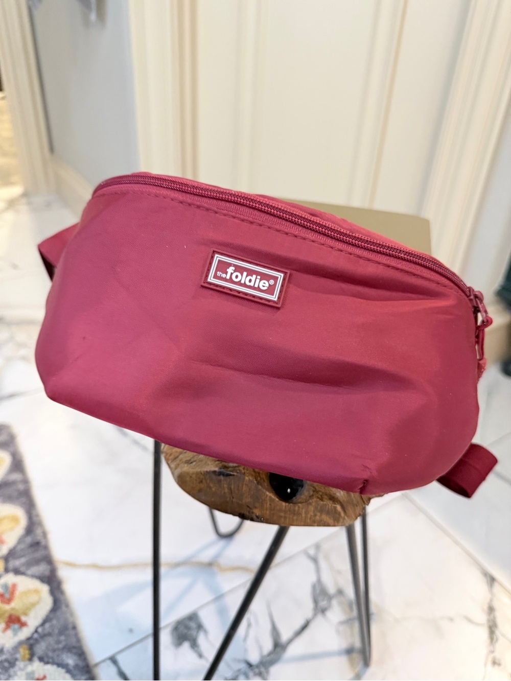 The Foldie Burgundy Crossbody Bag RFID Anti-Theft Travel Fanny Pack